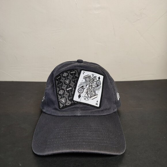 Oakland Raiders New Era NFL Hat Cap Strap Back Playing Cards Logo Stitched Panel - Picture 1 of 11